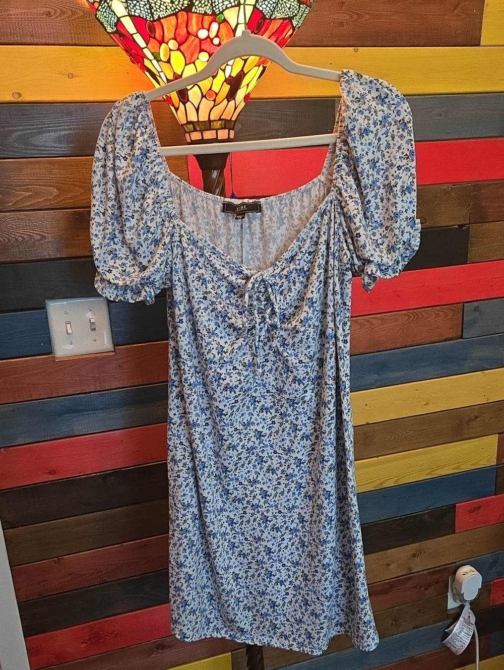 Vibe Light Blue Floral Midi Dress with Puff Sleeves 💙 Size 1X